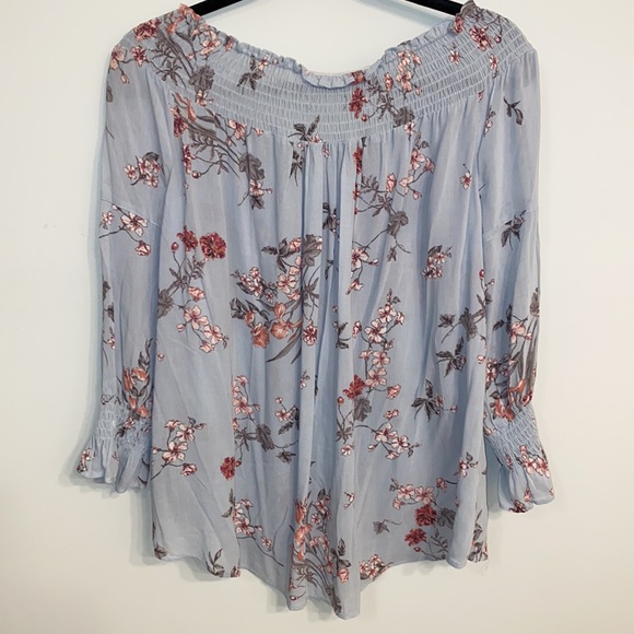 Zara Woman Premium Denim Collection size Large off the shoulder blouse, EC - Picture 5 of 7